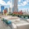 outdoor terrace with ample seating and skyline views