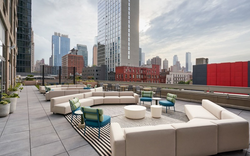 rooftop terrace with ample seating