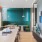 modern desk spaces with a long table and boutique decor