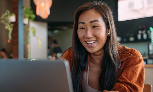woman on a computer